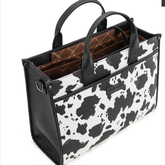 Wrangler Carry-All Large Tote Work Tote /Crossbody - Cow-Black - Picture 8 of 11